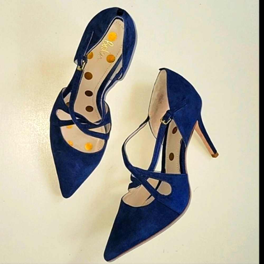 BODEN NAVY CROSS DETAIL HEELS Size 10